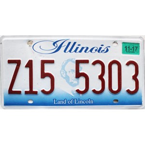 2017 Illinois License Plate #Z155303