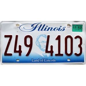 2017 Illinois License Plate #Z494103
