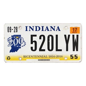 2017 Indiana License Plate #520LYW