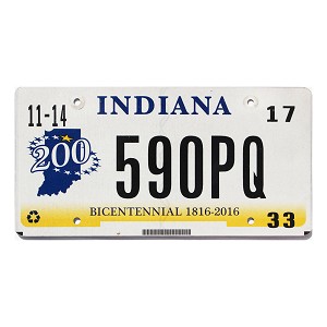 2017 Indiana License Plate #590PQ