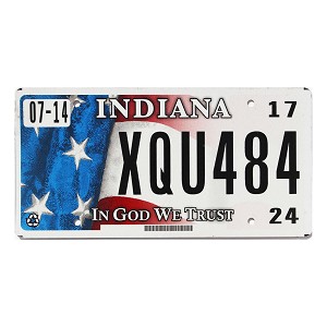 2017 Indiana License Plate #XQU484