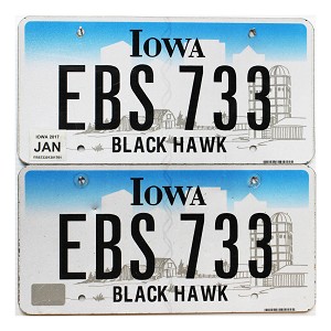 2017 Iowa License Plates Pair #EBS733
