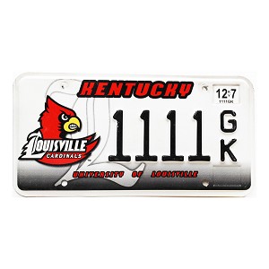 2017 Louisville Cardinals License Plate #1111