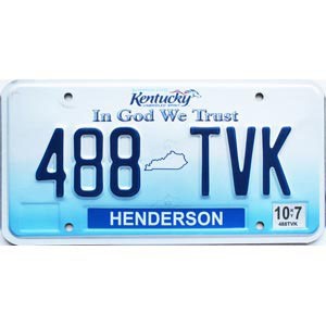 2017 Kentucky License Plate #488TVK
