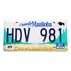 2017 Manitoba License Plate #HDV981