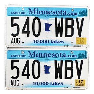 2017 Minnesota License Plates Pair #540WBV