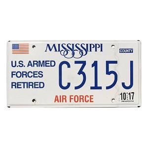 2017 Mississippi Veteran License Plate #C315J