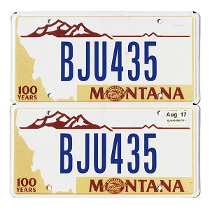 2017 Montana Centennial License Plates Pair #BJU435