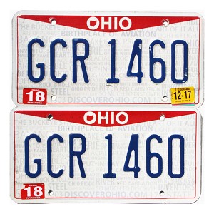 2017 Ohio License Plates Pair #GCR1460