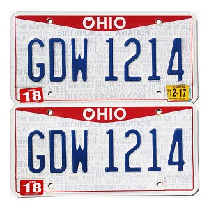 2017 Ohio License Plates Pair #GDW1214