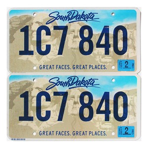 2017 South Dakota License Plates Pair #1C7840