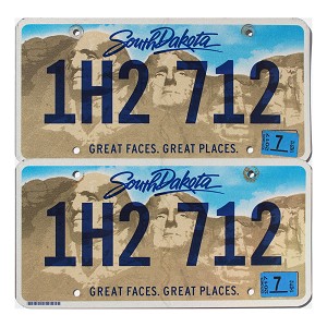 2017 South Dakota License Plates Pair #1H2712