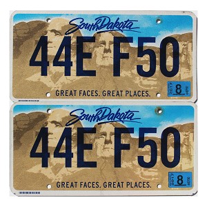 2017 South Dakota License Plates Pair #44EF50