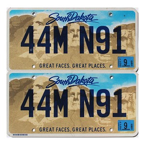 2017 South Dakota License Plates Pair #44MN91