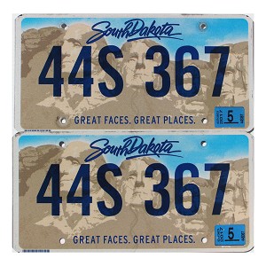 2017 South Dakota License Plates Pair #44S367