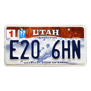 2017 Utah Ski License Plate #E206HN