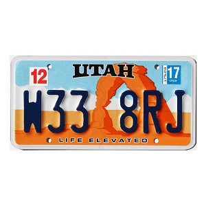 2017 Utah Arch License Plate #W338RJ