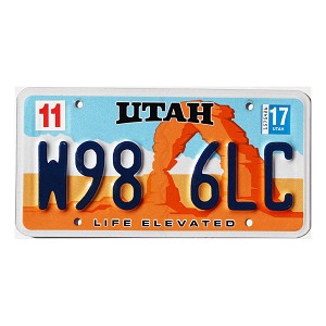 2017 Utah Arch License Plate #W986LC