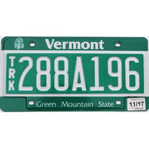 2017 Vermont Truck License Plate #288A196