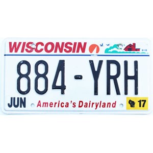 2017 Wisconsin License Plate #884YRH