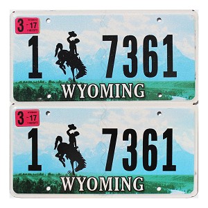 2017 Wyoming License Plates Pair #17361