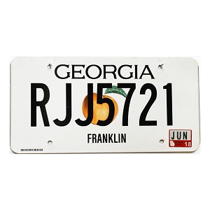 2018 Georgia License Plate #RJJ5721