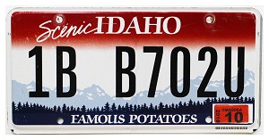 2018 Idaho License Plate #1BB702U