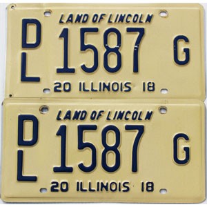 2018 Illinois Dealer License Plates Pair #1587G