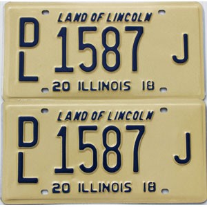 2018 Illinois Dealer License Plates Pair #1587J