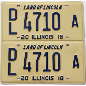 2018 Illinois Dealer License Plates Pair #4710A