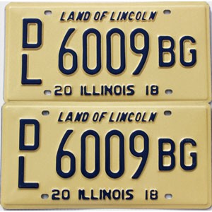 2018 Illinois Dealer License Plates Pair #6009BG