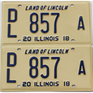 2018 Illinois Dealer License Plates Pair #857A