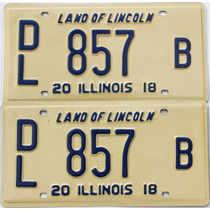 2018 Illinois Dealer License Plates Pair #857B