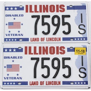 2018 Illinois Disabled Veteran License Plates Pair #7595