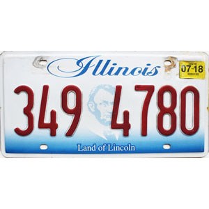 2018 Illinois License Plate #3494780