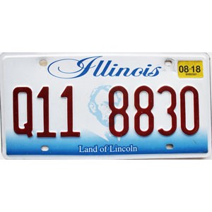 2018 Illinois License Plate #Q118830