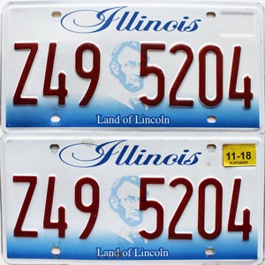2018 Illinois License Plates Pair #Z495204