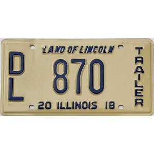 2018 Illinois Trailer Dealer License Plate #870