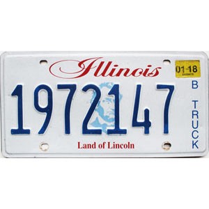 2018 Illinois Truck License Plate #1972147