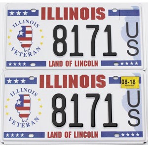 2018 Illinois Veteran License Plates Pair #8171