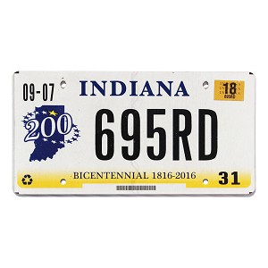 2018 Indiana License Plate #695RD