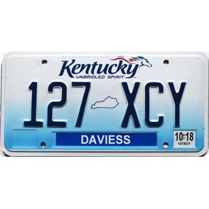 2018 Kentucky License Plate #127XCY