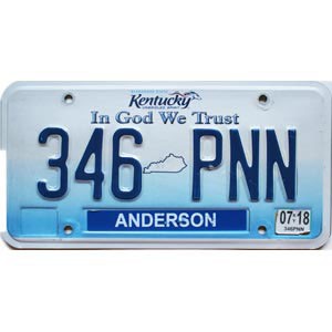 2018 Kentucky License Plate #346PNN