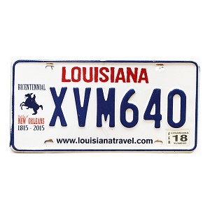 2018 Louisiana Battle of New Orleans Bicentennial License Plate #XVM640
