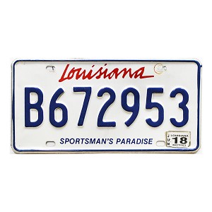 2018 Louisiana Sportsman's Paradise License Plate #B672953