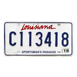 2018 Louisiana Sportsman's Paradise License Plate #C113418