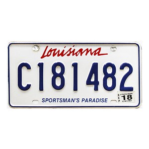 2018 Louisiana Sportsman's Paradise License Plate #C181482