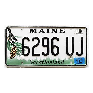 2018 Maine License Plate #6296UJ