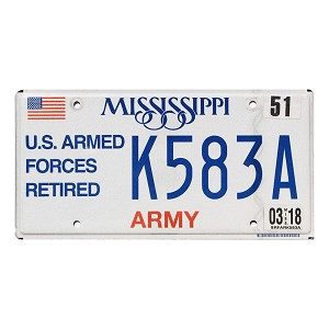 2018 Mississippi Veteran License Plate #K583A