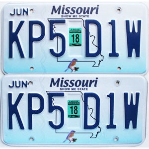 2018 Missouri License Plates Pair #KP5D1W